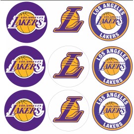Unbranded Los Angeles Lakers Edible Image Toppers. Edible Round Pre Cut Stickers. - 15 circles 2.0"