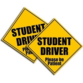 Student Driver Sticker-Bright Yellow-Safety Decal School Teen Driver 4" 2 Pack