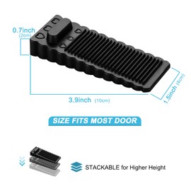 Black Rubber Door Stopper Wedge 20 Pack, Doorstop for Bottom of Door Heavy Duty Sturdy Stack-able Door Stop Fit All Door