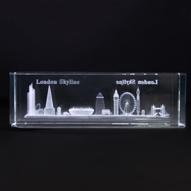 SAJAK 3D London Skyline Etched Crystal Quartz Glass Lazer Engraved Collectible Ornament Keepsake for Living Room Home Decor for Gifts Party