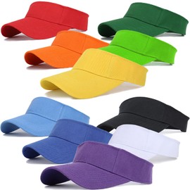 Unisex Sports Sun Visor Hats Open Top Bingo Run Visors Hat for Tennis Golf Travel Summer Beach Pool (Colorful Set, 10)