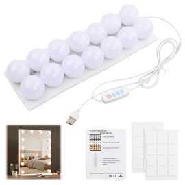 Luces De Espejo De Tocador Con 14 Bombillas Led,Tocador De Espejo Maquillaje,Luces Para Espejo De Maquillaje,Luces Para Espejo De Baño,3 Colores Regulables,Para Espejo De Pared De Baño (14 Bombillas)