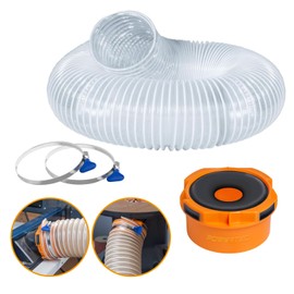 POWERTEC 4" x 5' Dust Collection Hose with 2pcs Key Hose Clamps and Dust Port Adapter for Table Saw, Band Saw, Planer, Jointer, Woodworking and Wood Shop Dust Collection System (70444)