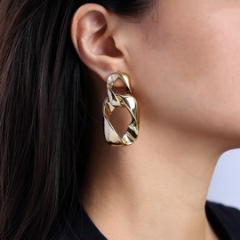 TseenYi Klobige Quadratische Baumeln Ohrringe Punk Unregelmäßige Quadratische Ohrringe Dicke Hohle Quadratische Reifen Ohrringe Gold Rechteckige Baumeln Ohrringe Schmuck Für Frauen Und Mädchen