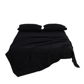 Kingnex Sofa Bed Sheets Full Size for Sleeper Sofa Bed with 4-6 Deep Pocket Soft Double Brushed 1800 Microfiber 4 Piece Bedding Set (54"x72"x6") Black