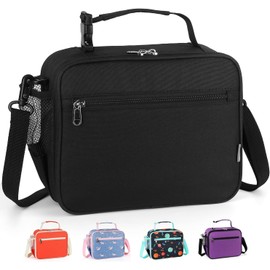 hombrima Insulated Lunch Box Bag, Kids Thermal Cool Bags with Adjustable Strap for Adults Children Women Men Boys Girls School Office Outdoor(Black)