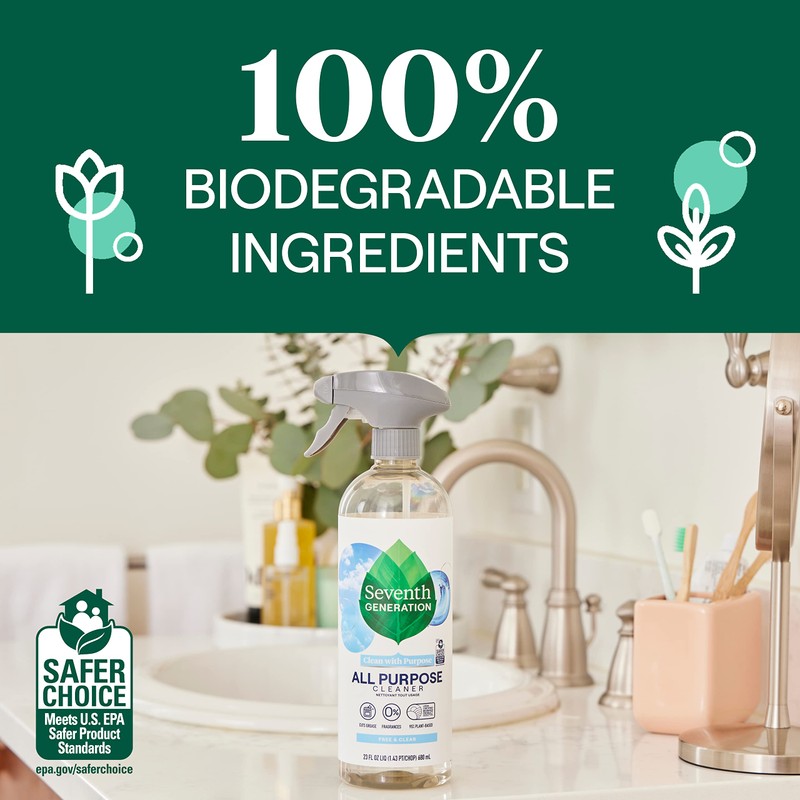 Seventh Generation All Purpose Cleaner, Biodegradable Formula, Free & Clear,