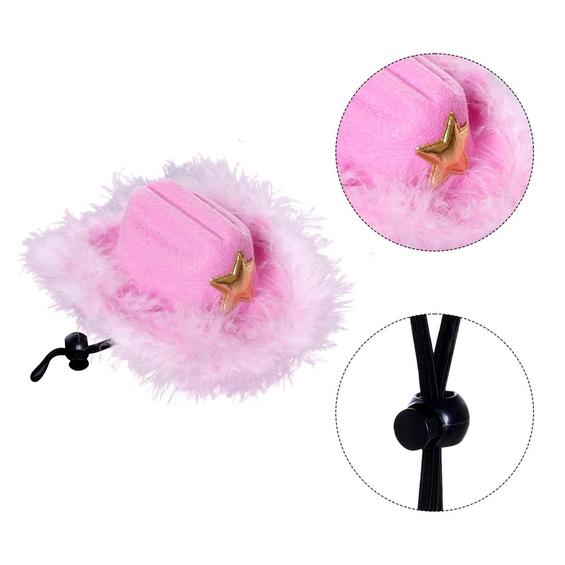 choyaxo Dog Cowboy Hat with Feather Mini Dog Cowboy Costume