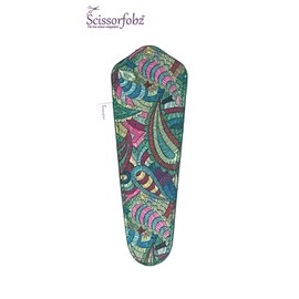 SCISSORFOBZ Designer Scissors Sheaths Shears Protective Covers-For Large Scissors - Green Multicolor Paisley Design-#SL-295