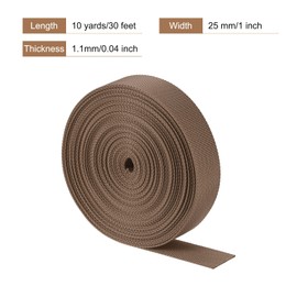 MECCANIXITY Flat Nylon Webbing Strap 1 Inch 10 Yards Light Brown for Backpack, Luggage-Rack