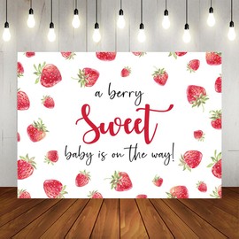 Lofaris Strawberry Baby Shower Backdrop Strawberry Baby Gift Party Photo Backgdrop A Berry Sweet Baby is On The Way Photography Backdrop Newborn Baby Shower Banner Photo Studio Props 7x5ft
