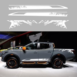 HAIORD Car Decal Bed Mud Splash Kit Graphic Decal Self-Adhesive Adjustable Gloss Sports Stripe car Sticker Decorative for Pickup Truck Body Sticker taildoor Vinyl Decal Accessories 4PCS (White)