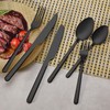 24 Pcs Black Silverware Set with Steak Knives, Food-Grade Stainless