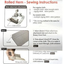 6 Pcs Rolled Hem Presser Foot Set, 3/8", 4/8", 5/8", 6/8", 7/8", 8/8" Wide Rolled Hem Presser Foot Wrapper Hemming Set for Household Low Shank Sewing Machines