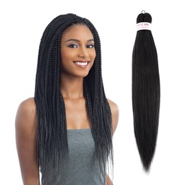 Pre-Stretched Braiding Hair Extensions Black - 24 inch 8 Packs Synthetic Crochet Braids, Natural Easy Braid Crochet Hair, Hot Water Setting Professional Soft Yaki Texture (24 inch, 1)