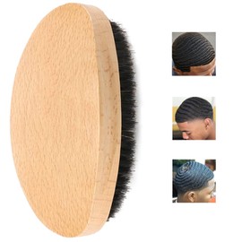 360 Curved Wave Brush For Men - Medium Hard Palm Wave Hair Brushes Beech Mix Nature Boar Bristle Brush For Black Hair - Men's Hair Styling Brush Boars Beard Brushes (Yellow)