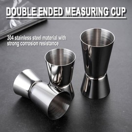 XFentech Set of 2 Dual Spirit Measure - 25/50ml & 15/30 ml 304 Stainless Steel Jigger Spirit Measure Double Measure Cup Cocktail Drink Measures for Bar Home Wine Measurements