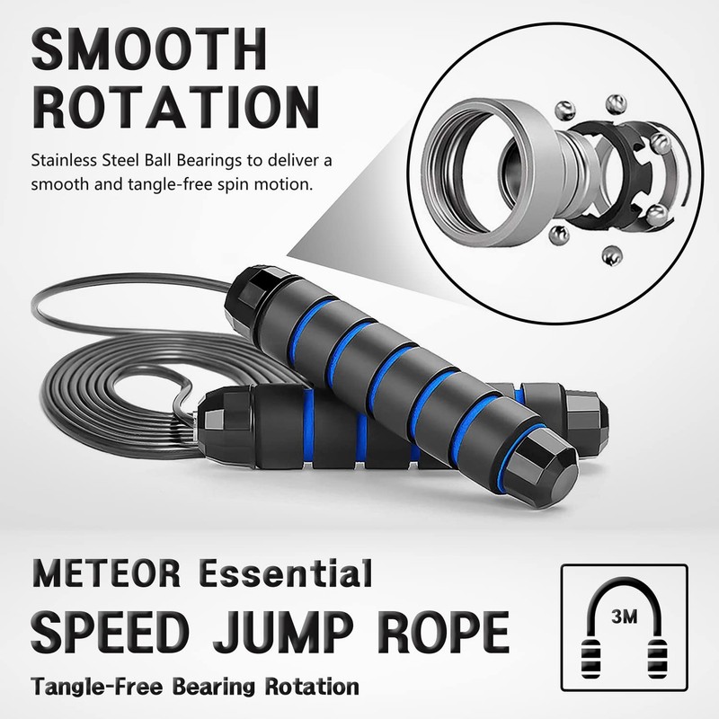 METEOR Adjustable Jump Rope for Cardio Exercise - Premium Skipping