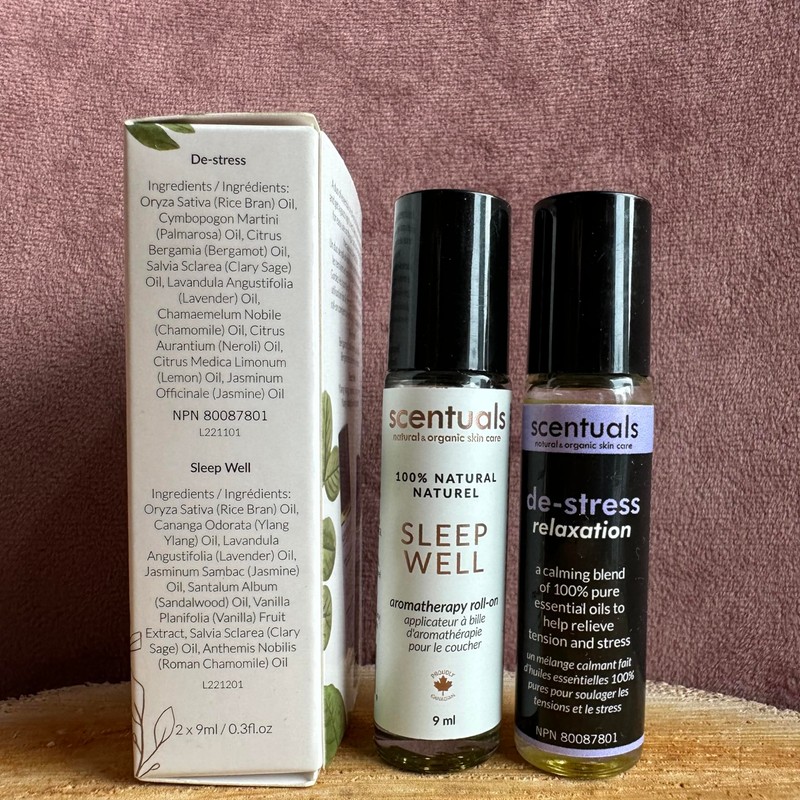 Essential Oil Blend Roll On Set of 2: De-Stress &