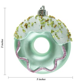 Clever Creations Donut Christmas Ornament Set of 4 Pieces, Shatterproof Holiday Décor for Christmas Trees, Pink and Turquoise