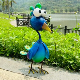 Kircust Peacock Decor Metal Yard Art Outdoor Statues Lawn Decorations Outdoor Garden Peacock Decorations for Home