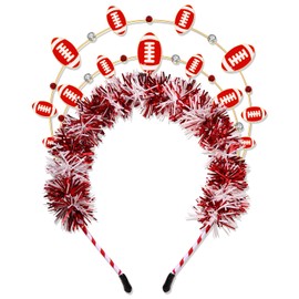 NVENF Football Headband Accessories for Women Game Day Headbands Football Cheer Mom Accessories Essentials Party Decors Game Day Outfits Gifts (Red White)