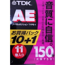 TDK Audio Cassette Tape AE 150 Minutes, 11 Rolls/Pack [AE – 150x11g]
