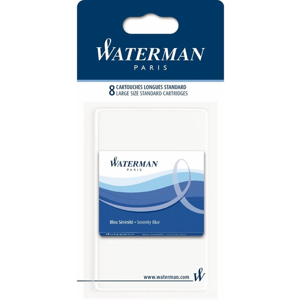 Waterman Fountain Pen Refills - Blue, 8 Cartridges