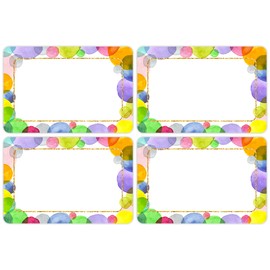 Wonmon 200 PCS Colorful Name Tags Stickers, Self Adhesive Watercolor Dot Style Name Tag Labels Stickers for Back to School Classroom Student Office Desk Cubby Locker Themed Party, 2x3 inch