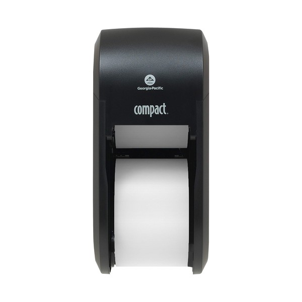 Compact 2-Roll Vertical Coreless High-Capacity Toilet Paper Dispenser by GP PRO (Georgia-Pacific), Black, 56790A, 1 Dispenser