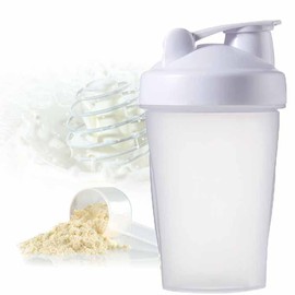 400ml Protein Shaker Bottle Shaker Cups Mixer BPA Free Gym Shaker Bottle Leakproof Mini Water Bottle With Steel Mixing Ball for Fitness Sports and Travel for Men and Women - White