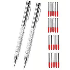 XIANFENGHU Tungsten Carbide Scriber with Magnet 2PCS, with Extra 20 Replacement Marking Tip. Etching Engraving Pen for Metal Sheet, Glass, Wood, Jewelry, Marble and Ceramics.