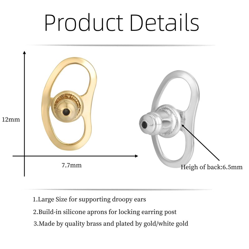 Earring Backs for Droopy Ears, JIACHARMED Locking Bullet Earring Backs