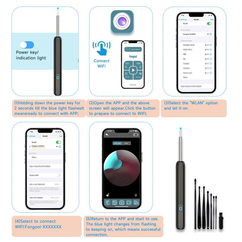 Ear Wax Removal Tool with Camera - Portable Type-C Rechargeable