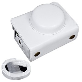 Rieibi ZV1F Case - Vintage PU Leather Camera Case for Sony ZV1F ZV-1F/ZV-1M2/ZV-1 Mark II Vlog Camera - ZV-1 II Protective Case - White