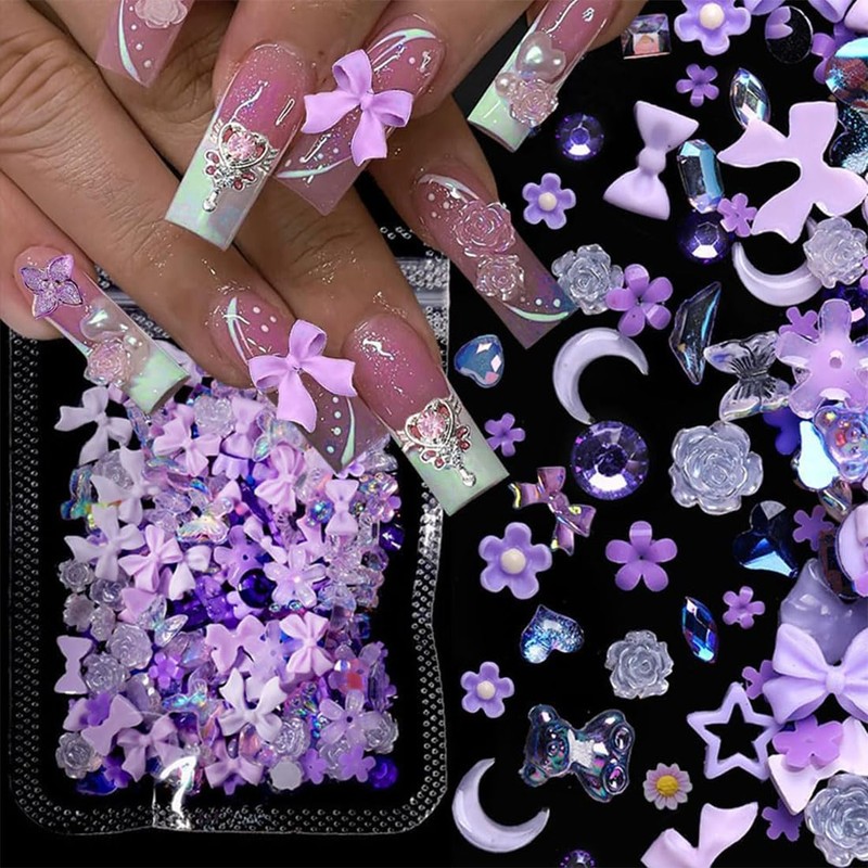 KOLZEMV Pack of 200 Nail Art Charms 3D Nail Charms