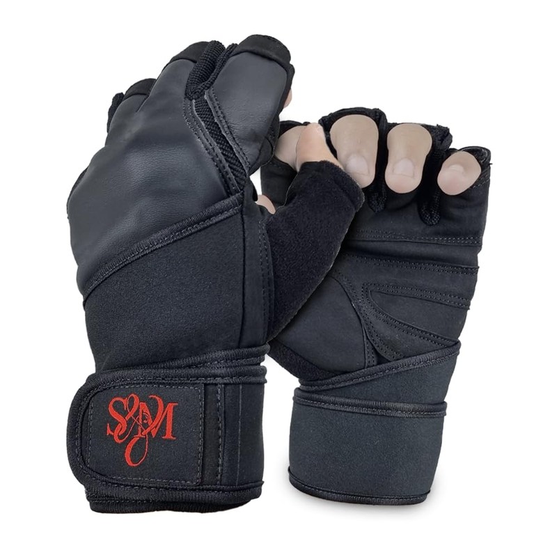 S&M Logistik Weightlifting Gloves - Black Maya Hide Leather, Breathable