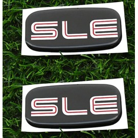 2Pcs SLE Cab Emblems 3D Badge Logo Roof Pillar Replacement for 99-07 Silverado Tahoe Suburban 15036134 Pickup Truck SUV (Chrome Red)