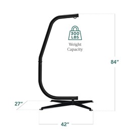 Best Choice Products Metal Hanging Hammock C-Stand for Chair/Weather-Resistant Finish, Offset Base - Stand Only - Black