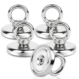 Dawumin Neodymium Magnets with Hole, 65 kg Neodymium Magnet Extra Strong Magnetic Fishing, Round Strong Magnet Hook Magnets, Multifunctional Magnet for Suitable Fishing, Home, Workshops (5 x 42 mm)