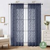 WelvetBLK Navy Blue Sheer Curtains 84 Inches Long 2 Panels