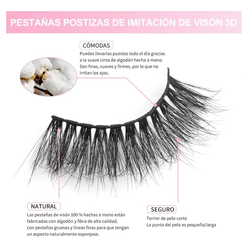 20 Pares De Pestañas Postizas 3d Mixtas Visón Hecho Mano