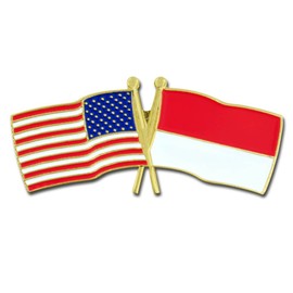 PinMart‘s USA and Indonesia Crossed Friendship Flag Enamel Lapel Pin - Country Flags Pins For Hats, Jackets, and Backpacks - 25 Pack