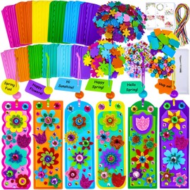 Winlyn 36 Sets Spring Flower Craft Kits Easter Crafts DIY 3D Tuilp Sunflower Flower Bookmarks Ornaments Art Sets Foam Stickers Arts and Crafts for Kids Adults Holiday Classroom Activities Party Favors