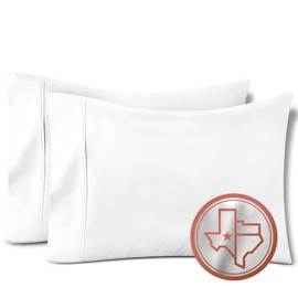 TEXAS LINEN CO. 100% Egyptian Cotton Pillow Cases Set of 2, 600 Thread Count White Standard/Queen Pillowcase for Sleeping, Soft, Silky Sateen Weave Bed Pillow Cover, Extra Long Staple Pillowcases