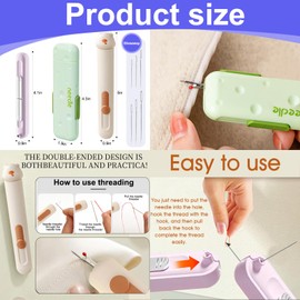 Needle Threader，2 in 1 Needle Threader Seam Ripper，3 in 1 Automatic Needle Threaders Seam Ripper，with Magnetic Storage Needle Box，Suitable for Hand Sewing Knitting Craft Sewing Supplies