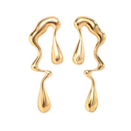 Irregular Waterdrop Earrings,Asymmetrical Drop Earrings Vintage Exaggerated Melting Liquid Gold Statement Earrings for Women (Gold)