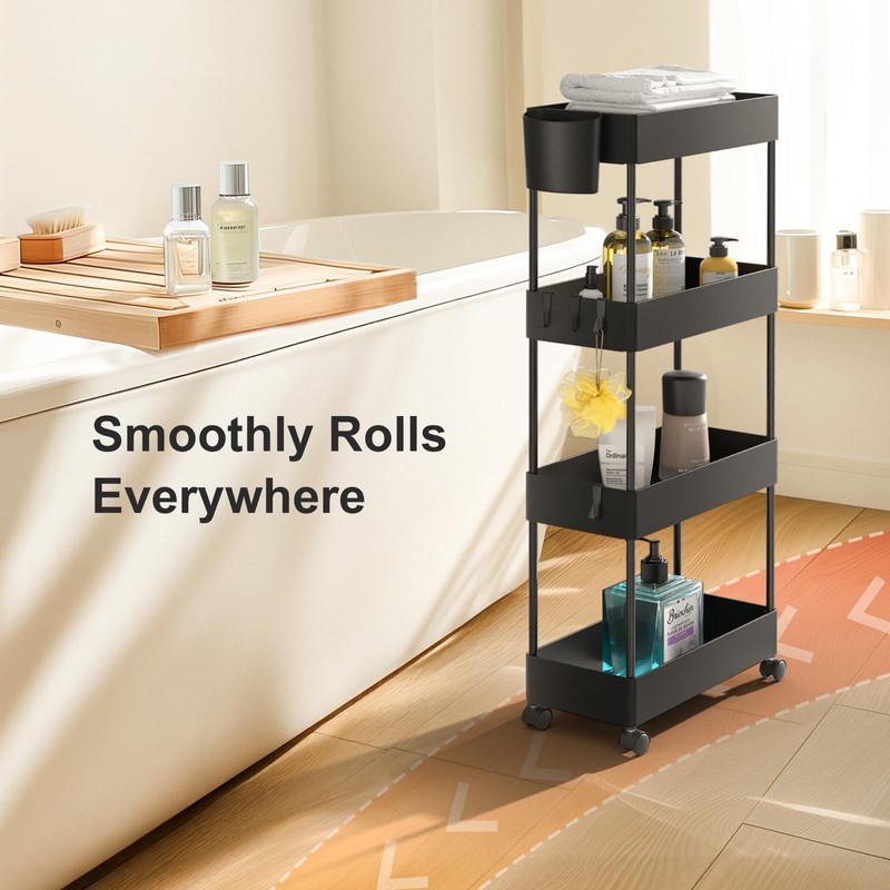 Pipishell Slim Storage Cart with Wheels - Bathroom Cart Organizer