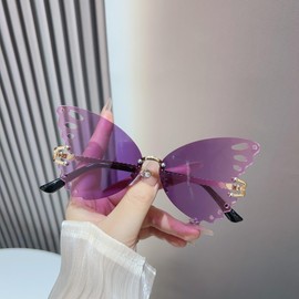 WDZAYXC Butterfly Sunglasses for Women, Stylish Sunglasses with Protective Lenses for Fashionable Women, purple