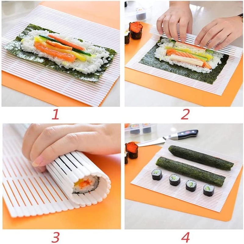 Cikonielf Non-Stick Surfaces Rolling Sushi Mat Washable Reusable PP Plastic